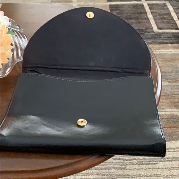Vintage black leather flat purse - Picture 3 of 6